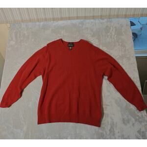Eddie Bauer Men's Red Stretch Lambswool V-Neck